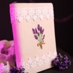Ivory Lavender Bouquet Embroidered Wedding Bible