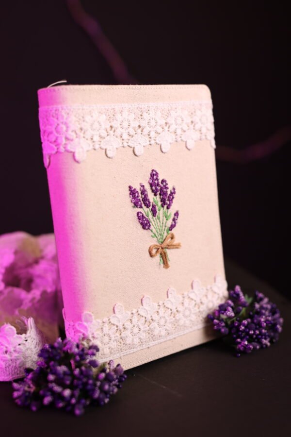 Ivory Lavender Bouquet Embroidered Wedding Bible
