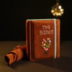 Rust Brown Floral Embroidered Bible with Elastic Closure